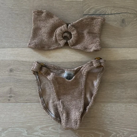 Hunza G Women's Gloria Bikini in Metallic Cocoa - Picture 3 of 8